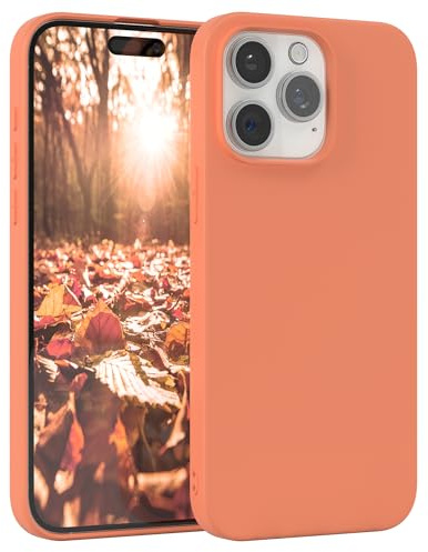 EAZY CASE - Silikonhülle für iPhone 15 Pro Max Hülle Silikon Case Orange weich stoßfeste Handyhülle Schutzhülle mit Kameraschutz Dünn Premium Schutz Cover TPU Phone Bumper in Pastell Hellorange Matt