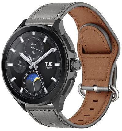 MiRowy 22mm Cinturino in pelle per Xiaomi Watch S4/S4 Sport/S3/S1 Pro/Watch 2/2 Pro/Mi Watch S1/S1 Active/Mi Watch, Ricambio Cinturino per Redmi Watch 5 Active/Redmi Watch 5 Lite - Grigio