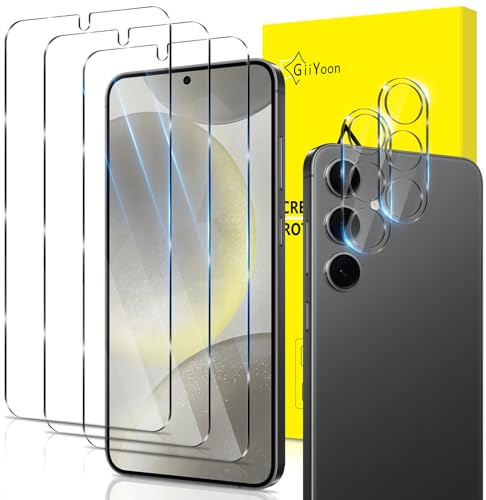 GiiYoon [3+2 Pièces Verre Trempé pour Samsung Galaxy S24 Plus 5G/S24+ 5G avec 3 Pièces Protection Écran et 2 Pièces Caméra Arrière Protecteur [Vitre Protecteur 9H Dureté] [Sans Bulles] [Anti-rayures]