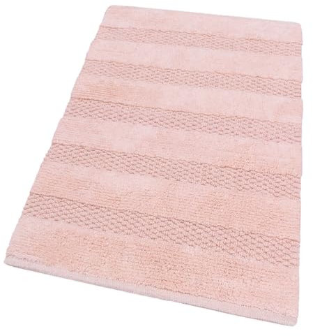 Badteppich für Schlafzimmer, weich, reine Baumwolle, saugfähig, rutschfest, 60 x 120 cm, Rosa
