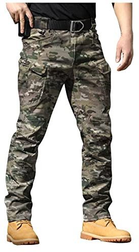 Pantalon Cargo Homme Camouflage - Vetement De Travail Survetement Jogging Vintage Taille Elastique Bas De Survetement Ete Chasse (A007, XL)