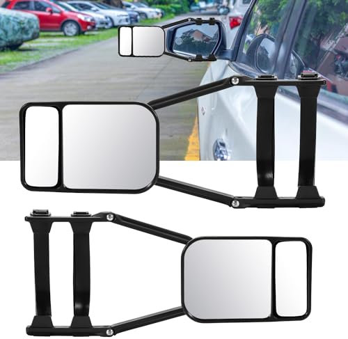 Tubiaz 2X Wohnwagenspiegel Auto universal, Caravanspiegel Spiegel, Wohnwagen Außenspiegel, Verstellbarer Zusatzspiegel, Wohnwagen Spiegel für alle gängigen Fahrzeugtypen (Caravan Wohnmobil Anhänger)