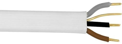 1.0mm 1mm 6243B White 3 Core & Earth 3C+E LSF Low Smoke Fume Flat Lighting Cable (3 Metre)