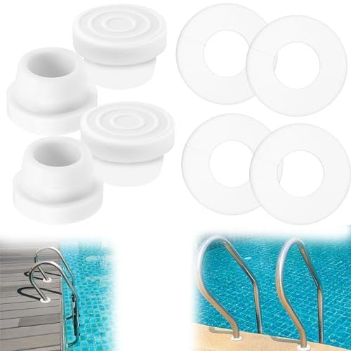 4 Piezas Pool Ladder Bumpers for Inground Pool 4 Piezas de Escalera de Goma para Piscina, tapón Interior para Anillo de Escalera se Adapta a Tubos de identificación de 1,9 Pulgadas (Blanco)