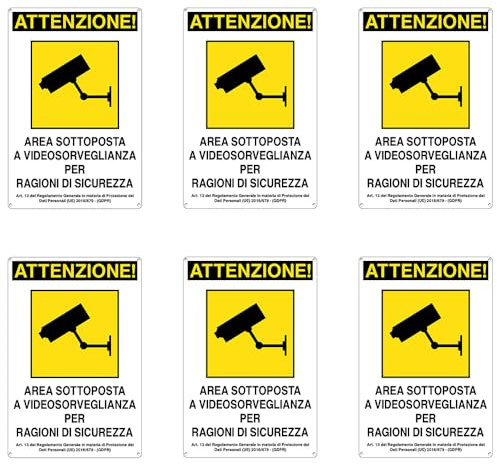 Virsus Cartello Area Videosorvegliata per ragioni di sicurezza 955/A, Misura 20x30 cm, Pannello di Sorveglianza in Alluminio, per Aziende, Uffici, Magazzini, Condomini, Immobili (6)