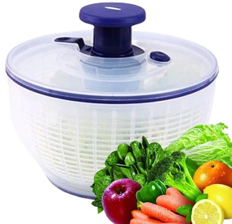 Salad Spinner, Household Fruit Dehydrator Drainer, Press Type Fruit Washing Machine Drying Bowl, Manual Salad Washer For Kitchen
