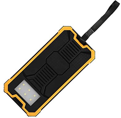 Solar Power Bank Parts DIY Sets, Portable 20000mAh Charger Dual USB Ports Solar Power Bank Case Kit Solar External Battery for All Cell Phones Tablets (Yellow)