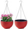 WOWEI Lot de 2 Pots de Fleurs Suspendus avec Nchaînes en Acier Inoxydable Pot Suspendu Plante avec Réservoir d'eau et Trou de Drainage Intérieur Exterieur Balcon et Jardiniere Suspendue (Rouge, L)