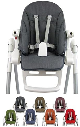 Ersatzbezug Sitzkissen [Bezug für Hochstuhl] kompatibel mit Peg Perego Prima Pappa ZERO3 & SIESTA (meliert grau)