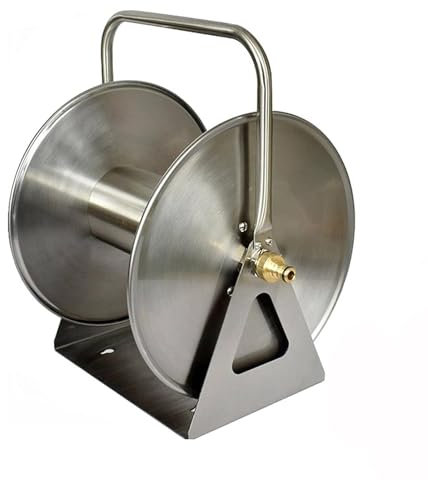 Robuster Gartenschlauchaufroller aus Edelstahl – Wand-/Bodenmontage, Wasserschlauchhalter und Aufbewahrung aus Metall für die Gartenarbeit im Freien – tragbar, wetterfest und langlebig