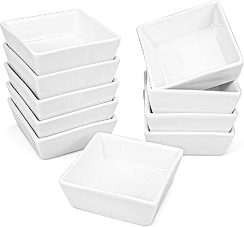 Lot de 10 ramequins carrés en porcelaine 118 ml