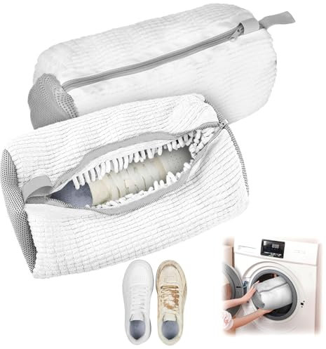 Sacchetti Scarpe Lavatrice,Multi-Protettivo Sacchetto Scarpe Lavatrice In Lavatrice,Riutilizzabile Sacchetti Per Lavare Scarpe In Lavatrice, Proteggi scarpe e lavatrici (bianco-2 Pezzi)
