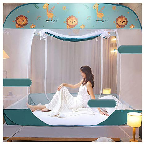 SIAMZYWV Moskitonetze, mongolisches Jurtenkuppelnetz, kostenlose Installation und Faltnetze, Insektenschutz, Pop-up-Zeltvorhänge für Betten und Schlafzimmer (1,1,5 x 2 m)
