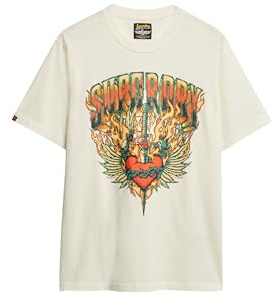 Superdry Herren Lockeres T-Shirt mit Biker-Rock-Grafik