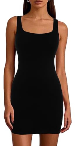 Joyshaper Womens Bodycon Mini Dress Sleeveless Square Neck Tank Dresses | Short Tight Dress Casual Summer Dresses