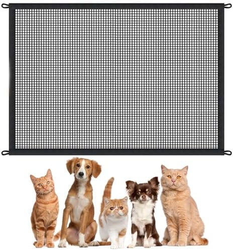 Stair Gate, 110x72cm Mesh Stair Gate For Dogs, Retractable Baby Gate, Puppy Gates Indoor No Drilling, Portable Dog Gate, Dog Fence, Convenient Stair Gate For Pets Kids