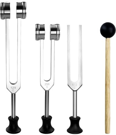 Flylin Tuning Forks Set 128/256/512Hz, Aluminum | Weighted Chakra Frequency Healing Devices for Sound Therapy Yoga Meditation