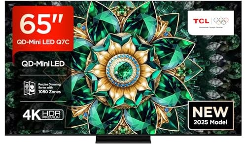 TCL 65Q7C 65 QD-Mini LED, 4K HDR Premium 2600, Smart TV con Google TV (Dolby Vision IQ y Atmos, Panel CrystGlow HVA, Motion Clarity Pro de 144 Hz, Game Master)