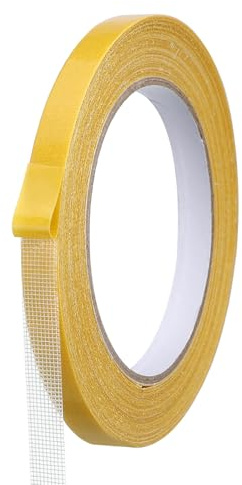 sourcing map Double Sided Fabric Tape 1cm x 20m Mounting Rug Tape Clear Carpet Adhesive Tapes with Fiberglass Mesh for Clothes DIY Crafts Wall Decor