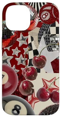 Red Cherry Star Disco Ball Retro Y2K Collage Women Girl Case for iPhone 14