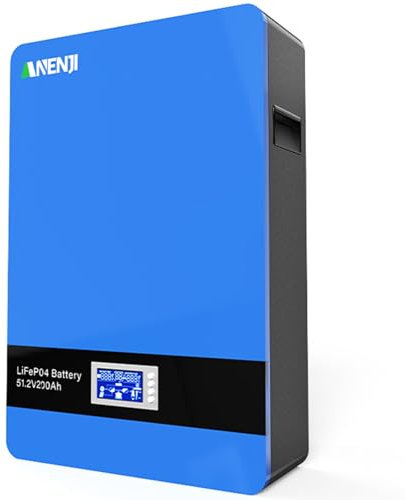 200AH 48V LiFePO4 Batterie 10KWh 51.2V Hochleistungs-Speicherbatterie mit 10000+ Zyklen,Wiederaufladbare Batterie mit BMS, Wandmontage, RS485/CAN Kommunikation für Solar,Hausenergiesysteme RV