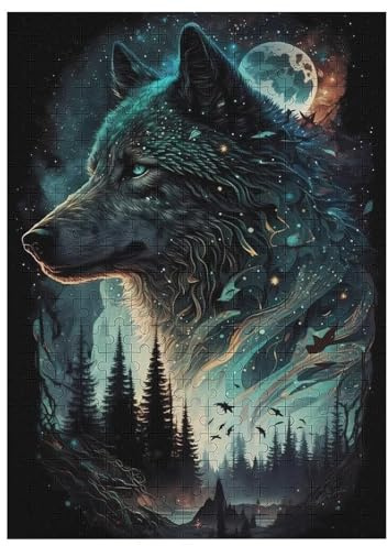Wolf Puzzle, Puzzles Für Erwachsene Kinder, 300 Teile Holzpuzzle, Für Jugendliche Herausforderungsspielzeug 42×30cm