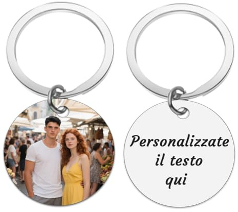 AnJeey Personalisierter Schlüsselanhänger mit Foto-Druck | Individuelles Geschenk für Paare | Rostfreier Edelstahl | UV-Farbdruck | Geschenkidee für Freund, Freundin, Jahrestag (Rund)