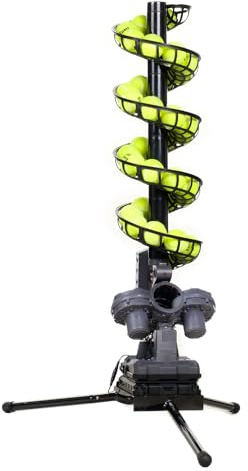 Furlihong 3807BH Machine à balles de tennis avec base triangulaire, vitesse réglable, port de lancer oscillant (gauche/droite, haut/bas), pour tout niveau d'entraînement