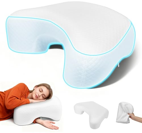 Eirolace Cuscino Ergonomico per Chi Dorme di Lato con Fori per Braccia, Schiuma ad Alta Densità, 53,3 x 43,2 x 13,7 cm, Supporto per Collo e Spalle