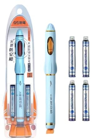 WSDFTQ Retractable Fountain Pen, Blue Ink Pen with 4 Ink Cartridges, Smooth Writing Retractable Fountain Pen UK for Everyday Use,Suitable for Office and Study