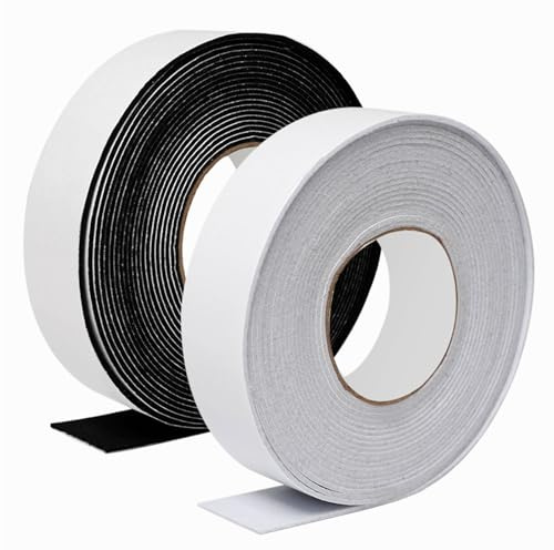 Keboyoe 2 Rotolo di Nastro in Feltro Rotoli Feltrini per Mobili Pesanti Adesivi Bianco e Nero Larghezza 4 cm x Lunghezza 8 m Nastro Autoadesivo Ideali per Mobili Pesanti, Piedini e Taglio Libero