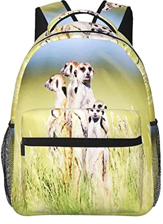 Travel Laptop Backpack Meerkats Stand Grass Backpacks Durable Daypack Notebook Computer Bag Gifts for Men Women Adults