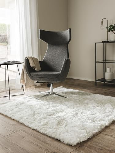 benuta Nest Hochflorteppich Whisper - Weiß 60x60 cm - Kuschelig Weicher Teppich für Schlaf- und Wohnzimmer - Pflegeleicht - Fußbodenheizung Geeignet