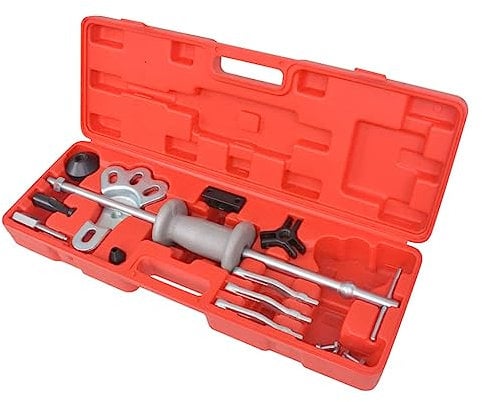 vidaXL Universal Slide Hammer Puller Set - Automotive Repair Tool Kit for Axles, Hubs, Gears, Seals and Dents - Includes Variety of Jaws and Attachments - Made from Hardened & Tempered Steel