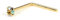 9 Karat Gelbgold L-Form gebogener Nasenstecker mit 1,5mm rundem Nordlicht CZ Kristall