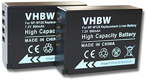 vhbw 2X Batterie Compatible avec Fujifilm X-T30 II Appareil Photo (800mAh, 7,2V, Li-ION)