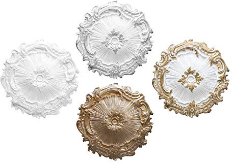 MARBET DESIGN Stuckrosette R-07 Ø 40cm EPS Styropor - Deckenrosette, Zierelement, Stuck (supergold) Wanddekoobjekt Innendekoration Dekor rund