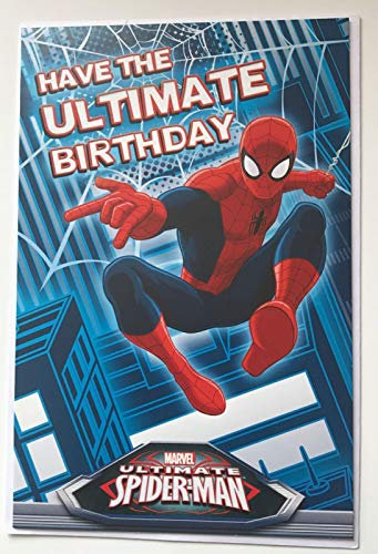 Marvel Ultimate Spiderman „Have the ultimate Birthday“-Karte, Geburtstagskarte mit englischer Auf- und Inschrift