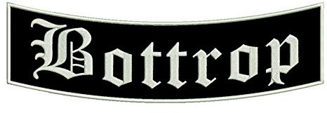 Wolfszeit Aufnäher Bottrop - EIN unterer Bogen B1 mit ca.35x11cm - Stadtname - Städtepatch