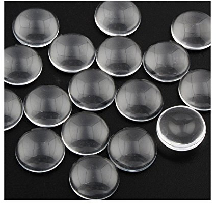 Perlin - Klar Glas Cabochon 14mm 60stk Rund Transparent Dekoration Schmuckherstellung Glaskuppel Cabochons DIY-Schmuck R182 x2
