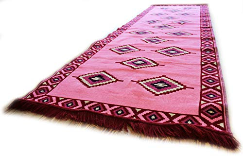 Damaskunst Nuovo, Fucsia, Rosa, Tappeto 90 Cm x 300 Cm, Runner, Naturale Kilim Oriente, Parete Tappeto, Tappeto, Tappeto, S 1-33-73