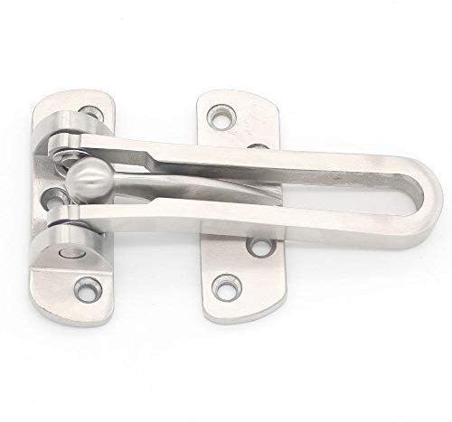 NUZAMAS 304 Stainless Steel U Swing Bar Lock, Secondary Door Lock Security Latch Guard Clasp, Home Hotel Office Reinforced Solid Stainless Steel Catch Heavy Duty