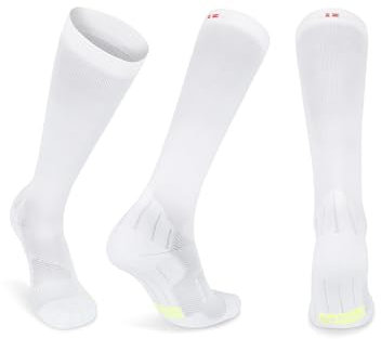 Abgestufte Kompression Socken für Männer & Frauen EU 43-47 // UK 9-12 Einfarbig Weiß - 1 Paar