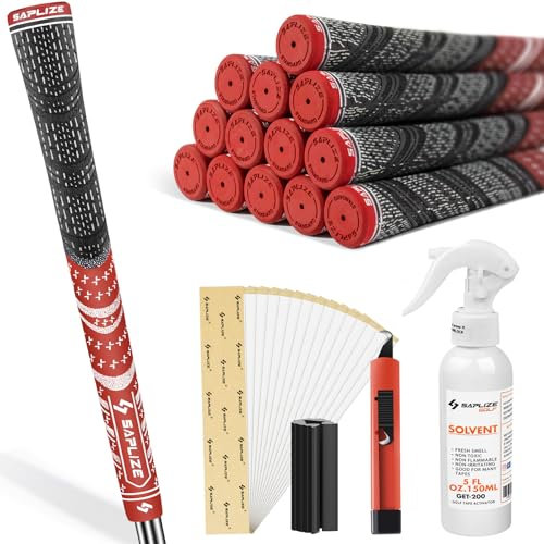 SAPLIZE Golfgriffe 13-teilig mit komplettem Regripping-Kit, Mittelklasse, Hybrid-Golfschlägergriffe, Rot