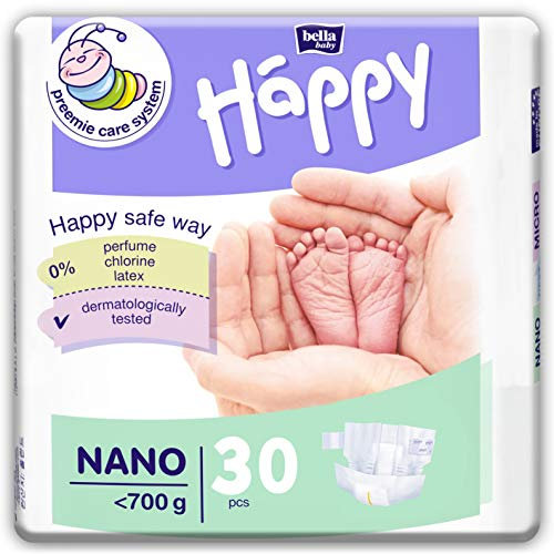 bella baby Happy Windeln comfort Größe Nano <700 g, 3er Pack (3x30 Stück) | für Frühgeborene mit besonderen Bedürfnissen