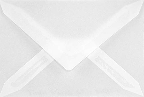 Netuno 25 Mini-Umschläge transparent DIN C7 80x 120 mm Spitzklappe 110g kleine Briefumschläge durchsichtig für Visitenkarten Businesskarten Geschenkkarten Bonuskarten Geldgeschenke Kuverts Mini