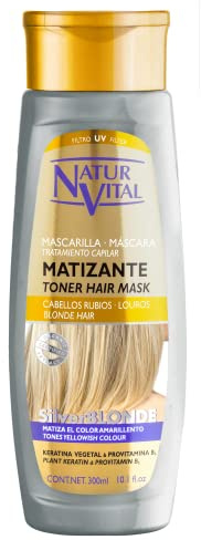 NaturVital - Mascarilla SilverBlonde, Pigmento Violeta, Matizadora Cabellos Rubios o Castaño Claro, Pelo Teñido o Natural, Neutraliza y Suaviza el Cabello, Vegana, Pro-Vitamina B5 y Filtro UV, 300ml
