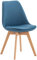 CLP Esszimmerstuhl Linares Kunststoff I Stoff I Samt I Cord I Lederoptik I Lehnstuhl Mit Holzgestell, Farbe:blau, Material:Stoff