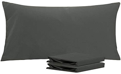 NTBAY 2er Set Kissenbezug 40x80 cm 100% Mikrofaser Kissenhülle, Superweicher Kopfkissenbezug, Dunkelgrau