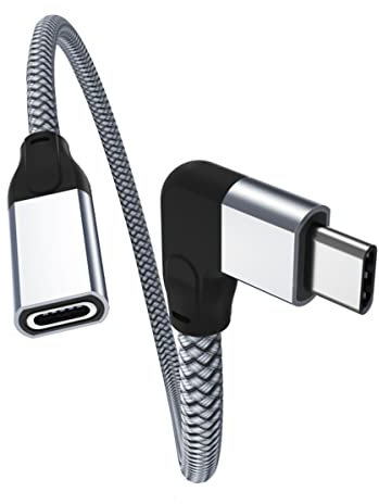 Itramax Right-Angle USB C Extension Cable 0.2M,Type-C 3.1 3.2 Gen2(10Gbps) Male to Female Extender,90-Degree/L-Shape Thunderbolt 3 Cord for iPhone 16,MacBook,iPad Air Mini 6 7,Nintendo Switch,Tab S9
